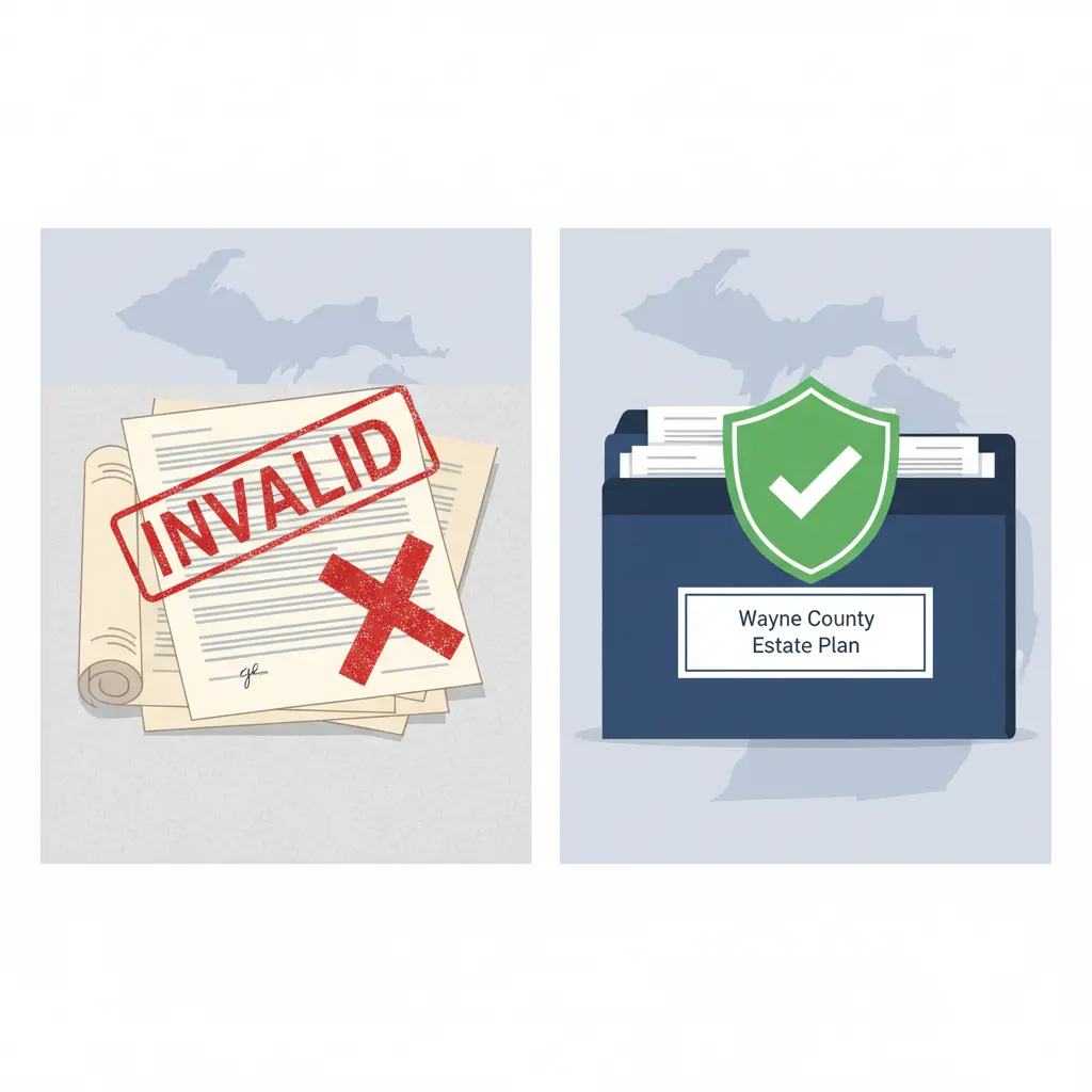 Avoiding common estate planning mistakes in Wayne County Michigan—invalid documents versus professional protection