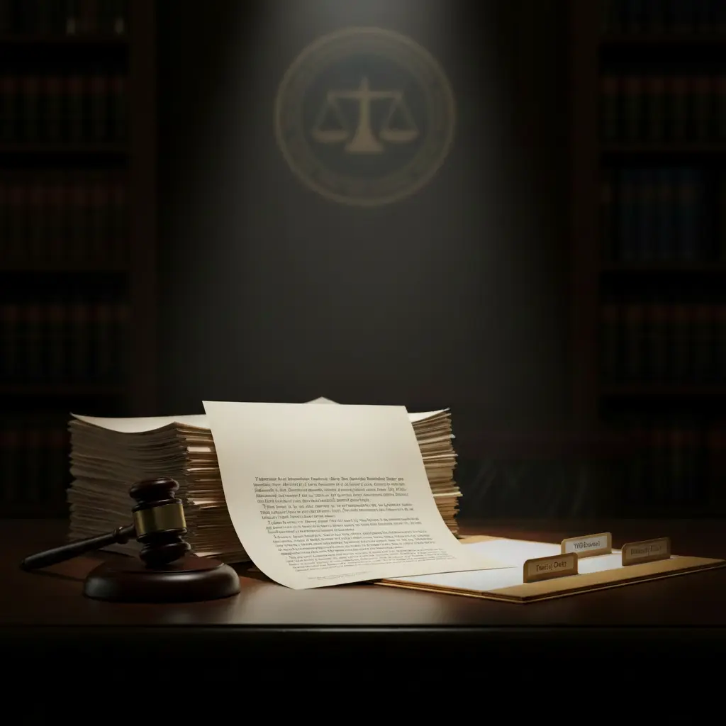 Probate litigation in St. Clair County judge’s gavel resting beside probate court documents and a folder labeled for will contests, trust disputes, and fiduciary duty issues, symbolizing common estate disputes and how they are resolved in Michigan probate court.