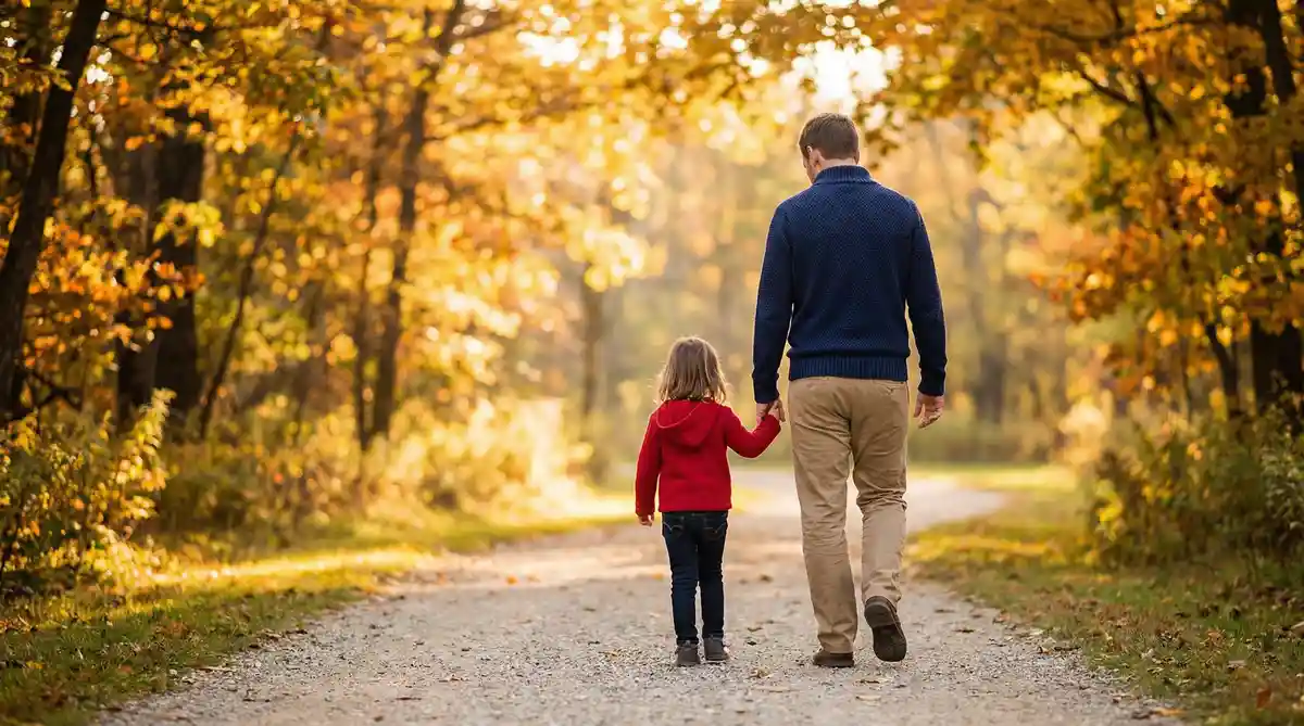 Parent and child enjoying quality time together outdoors, representing Michigan parenting time and visitation arrangements after divorce