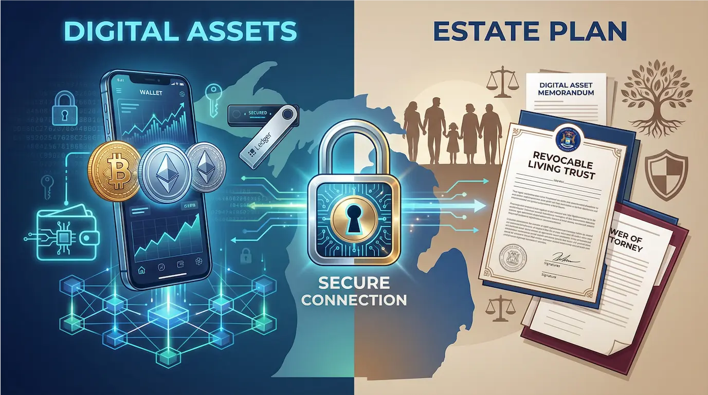 Cryptocurrency in Michigan estate planning — securing digital wallets and inheritance in 2026
