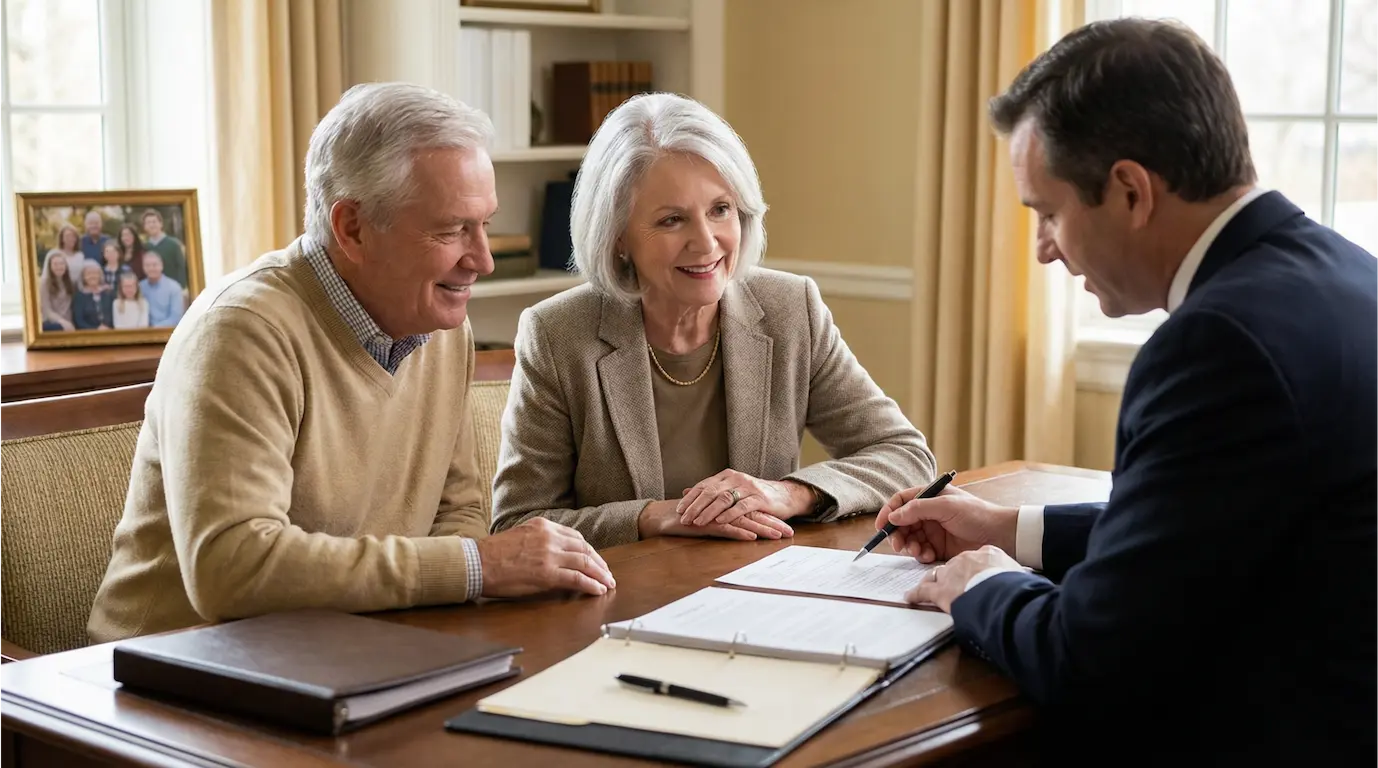 Michigan grandparents meeting with estate planning attorney to structure financial gifts to adult children