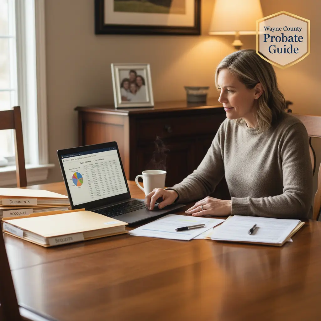 Wayne County probate guide—personal representative organizing estate documents for Michigan probate process