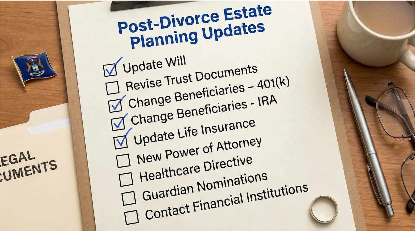 Post-divorce estate planning checklist for Michigan residents