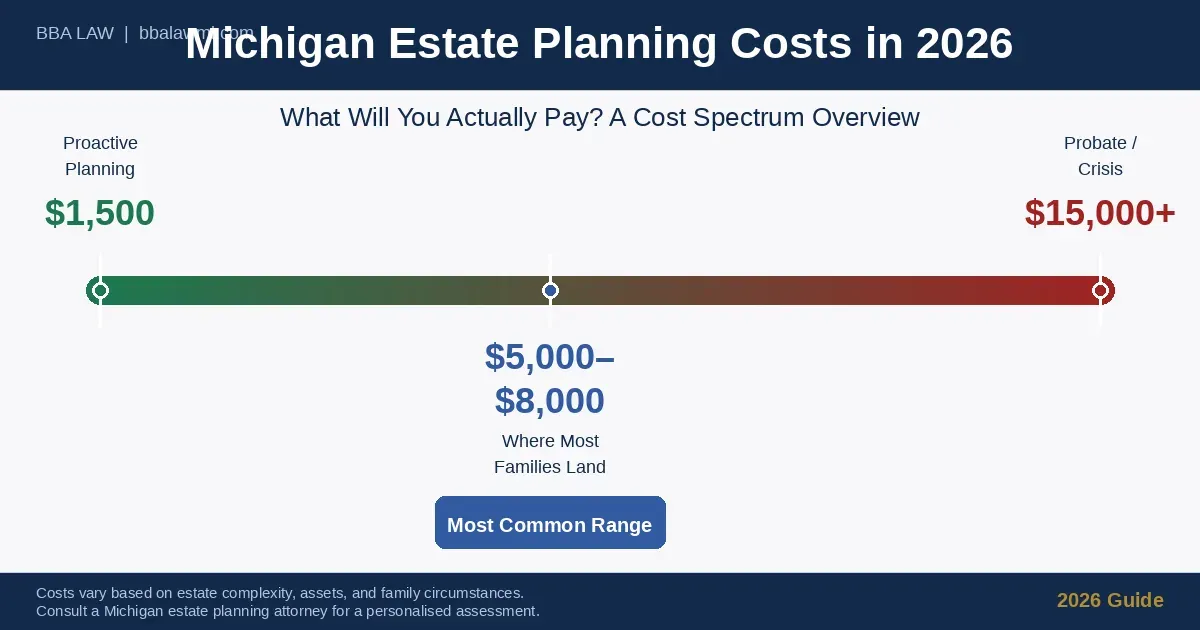 Michigan estate planning costs in 2026 — proactive planning vs. probate and crisis costs