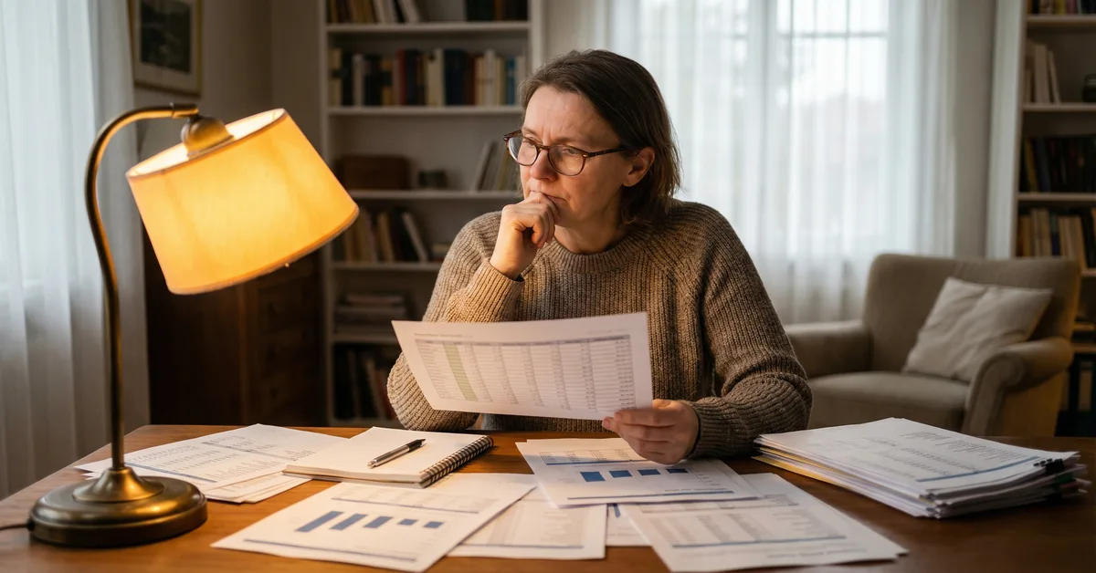A person reviewing financial documents at a home desk — signs a spouse may be preparing to file for divorce in Michigan
