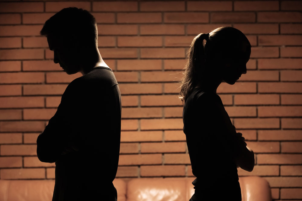 Family couple ignoring each other after conflict quarrel marriage relationship misunderstanding problem