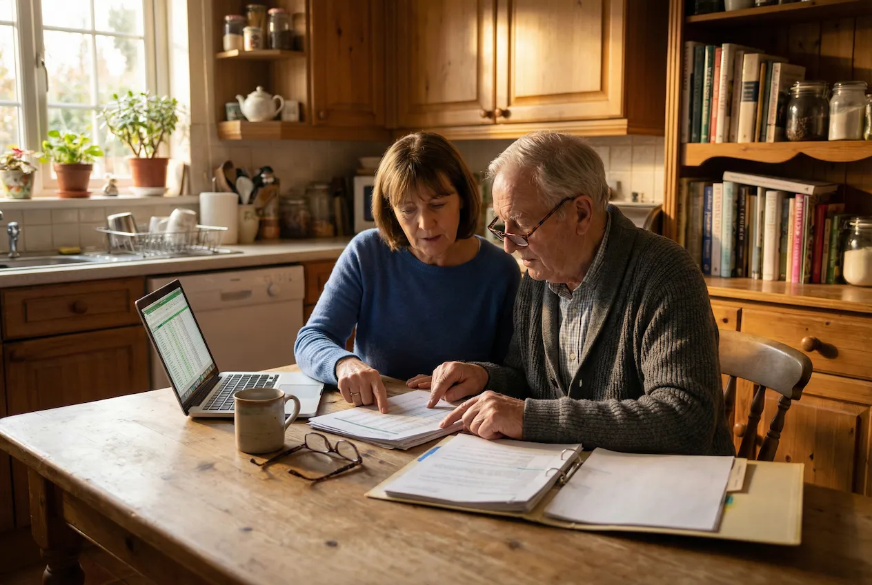 Michigan family reviewing Medicaid spend-down strategies with financial documents