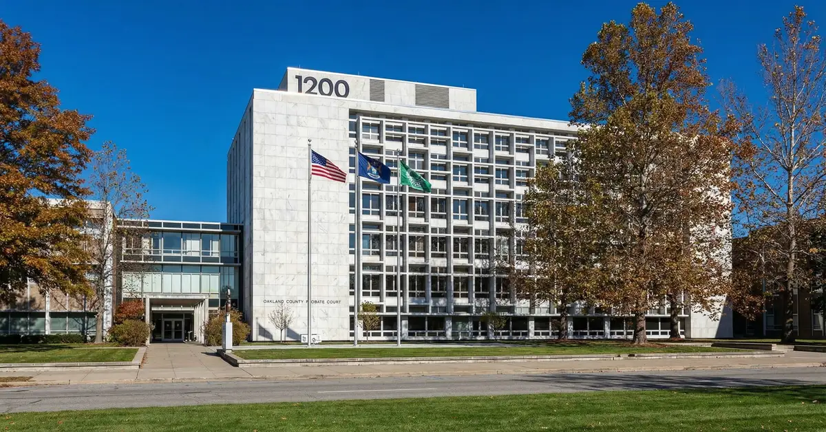 Oakland County Probate Court building at 1200 N. Telegraph Rd., Pontiac, Michigan. Probate Attorney in Oakland County talks about navigating Oakland County Probate.