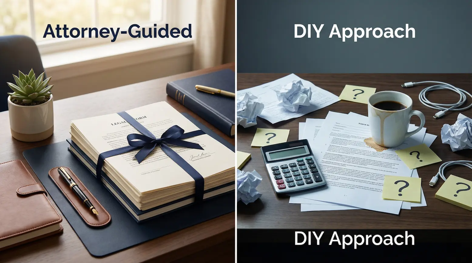 Organized vs. disorganized divorce documents illustrating the importance of professional guidance in Michigan uncontested divorce
